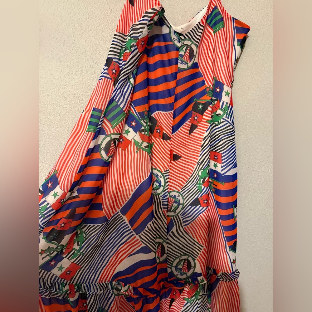 LAUREN RALPH LAUREN GEORGETTE NAUTICAL MAXI DRESS SIZE 16 - Picture 6 of 8